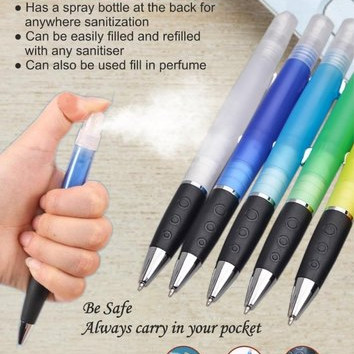 2 In 1 Hand Sanitizer Spray Combined With Pen (For Sanitizer, Perfume, Writing & Pressing Buttons) - 3 Pcs